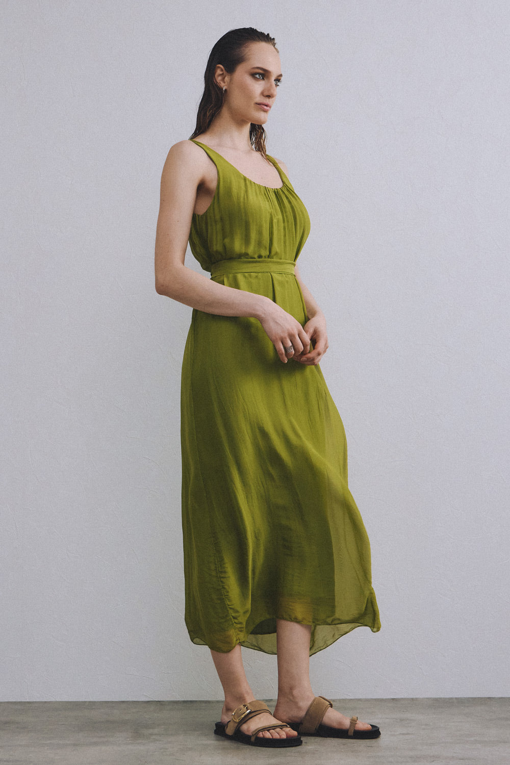 Hydra Long Dress | Olive Green