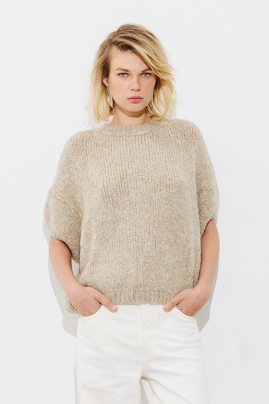 Short Sleeve Pullover - Beige