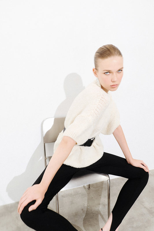 Short Sleeve Pullover - Creme