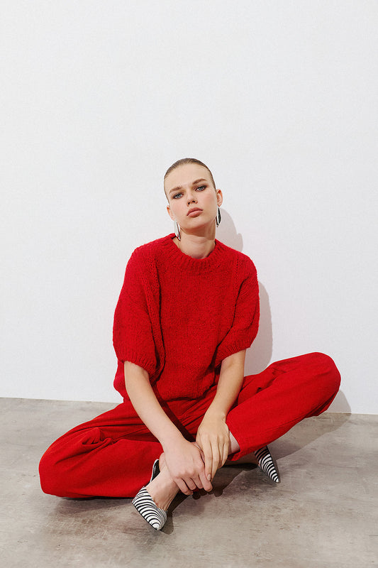 Short Sleeve Pullover - Red