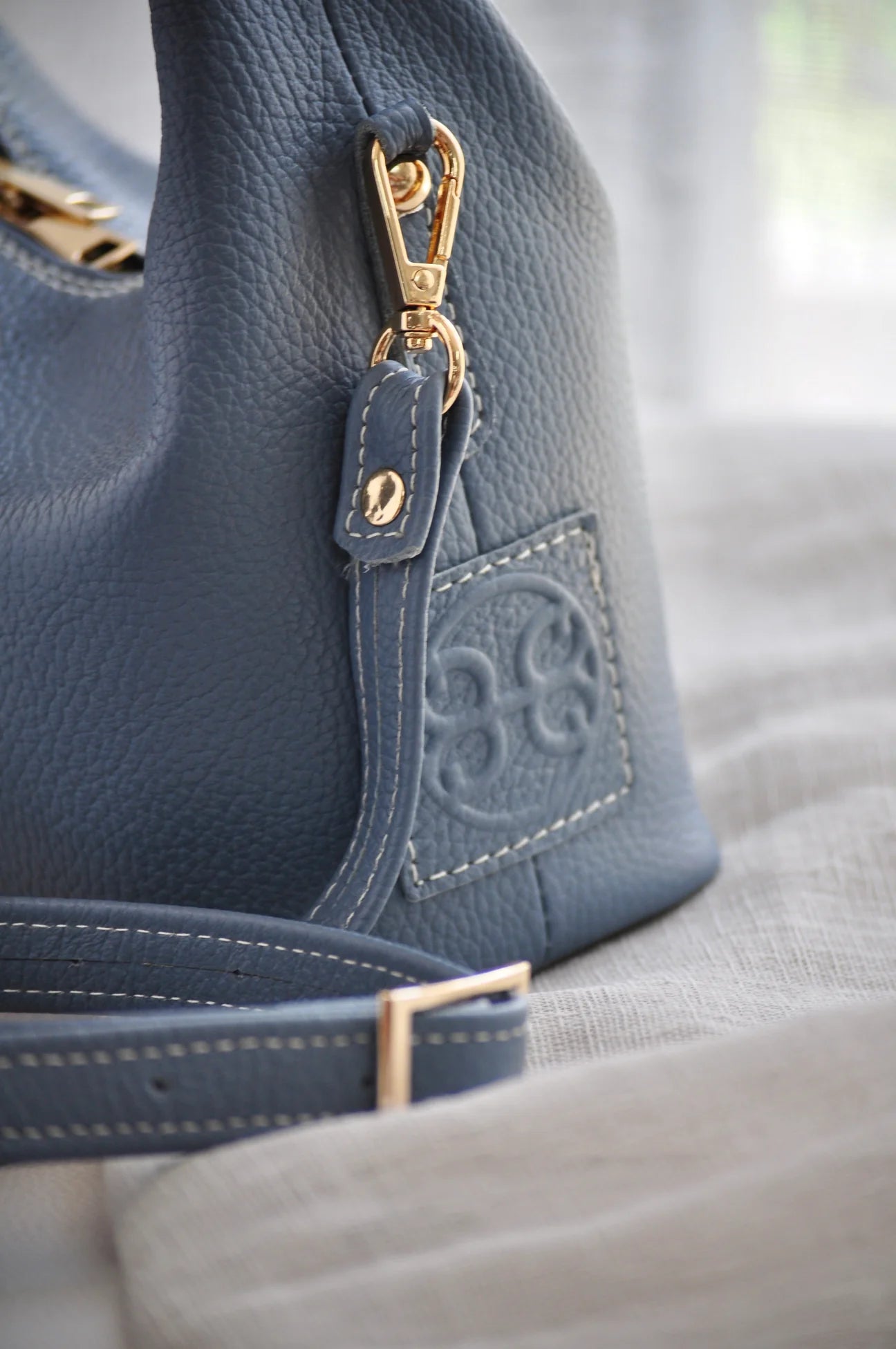 Maggie Leather Handbag - French Blue