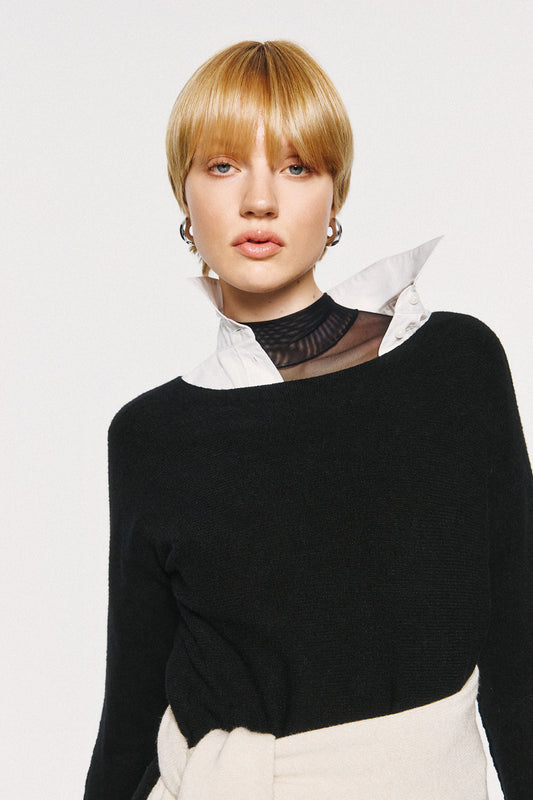 Soft Knitwear O-Neck | Black