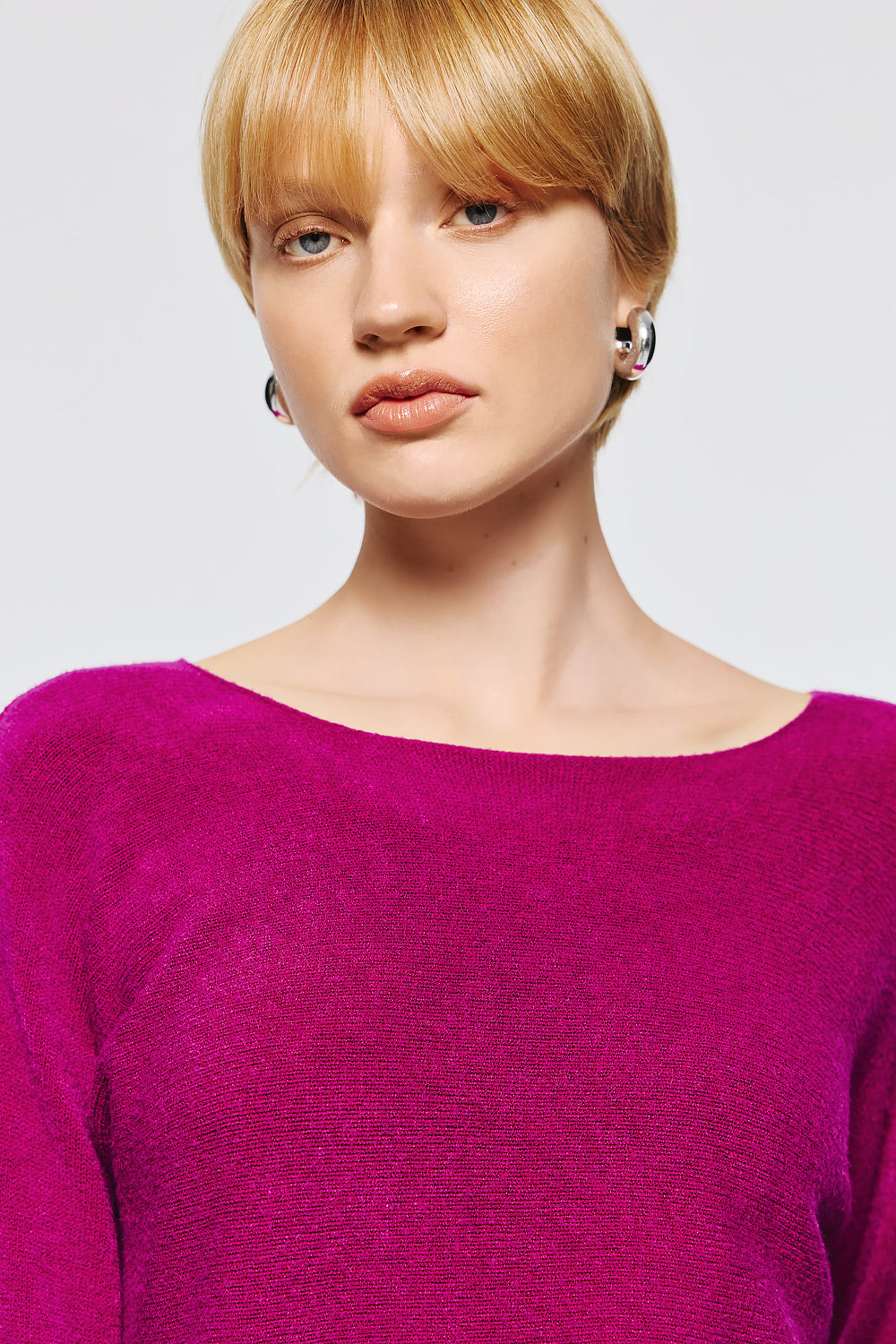 Soft Knitwear O-Neck | Magenta
