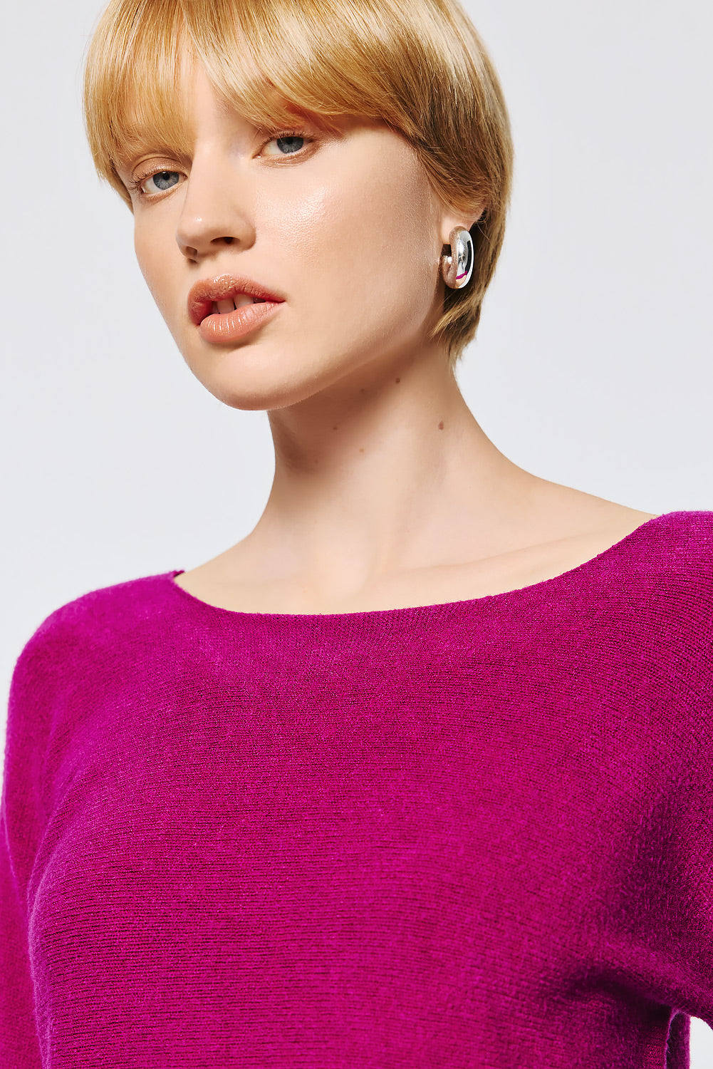 Soft Knitwear O-Neck | Magenta