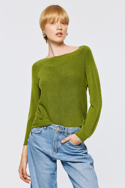 Soft Knitwear O-Neck | Olive Green