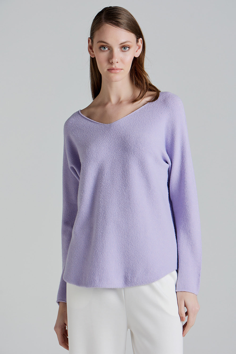 Soft Knitwear V-Neck | Lilac