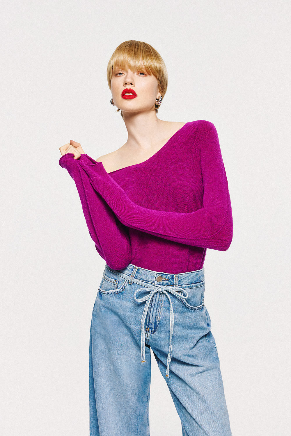 Soft Knitwear V-Neck | Magenta
