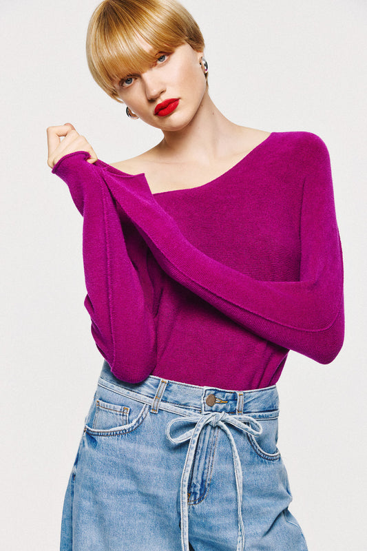Soft Knitwear V-Neck | Magenta
