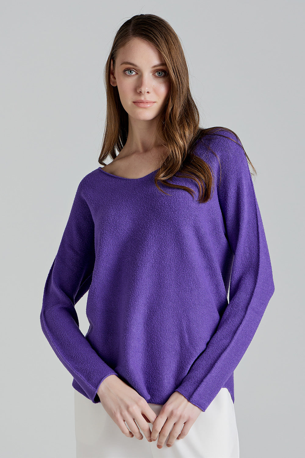 Soft Knitwear V-Neck | Purple