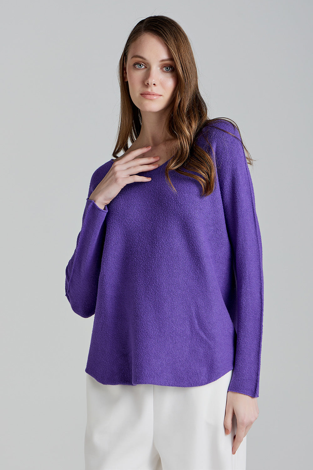 Soft Knitwear V-Neck | Purple