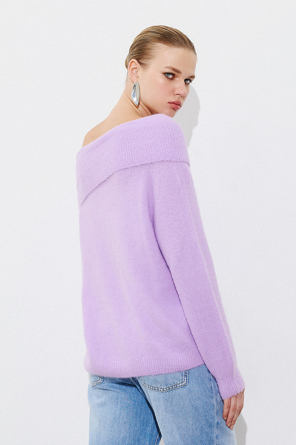 Alpaca Off Shoulder Pullover - Lilla