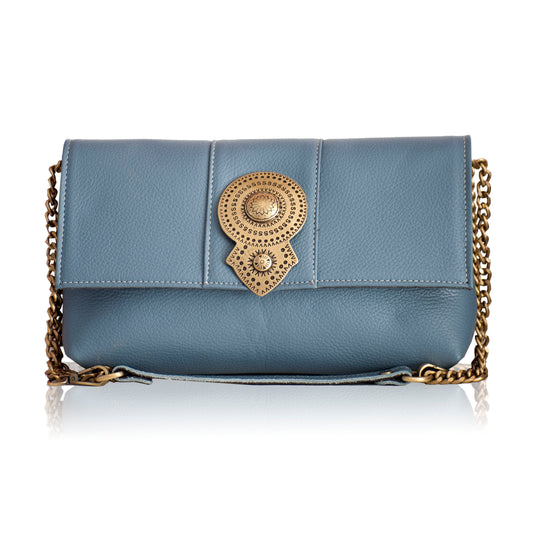 Aurora Leather Shoulder Bag - French Blue