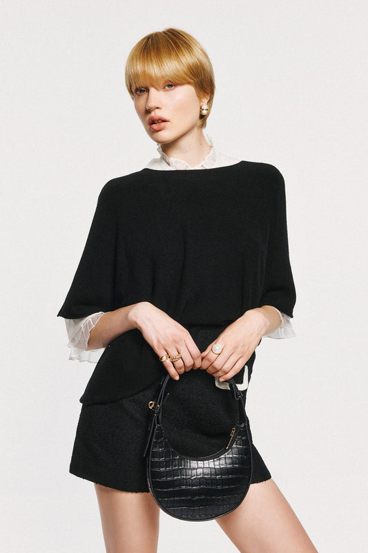 Soft Knitwear 3/4 Sleeve | Black