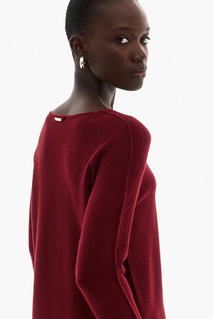 Soft Knitwear O-Neck | Burgundy