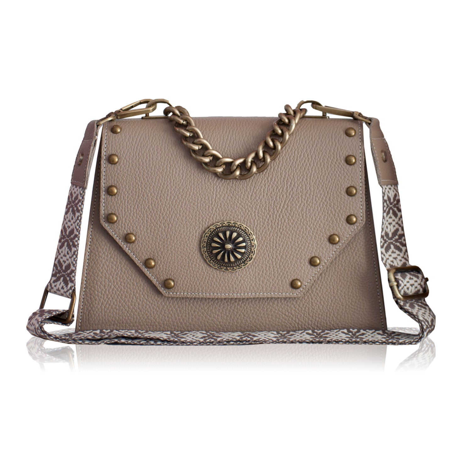 Chiara Leather Shoulder Bag - Taupe