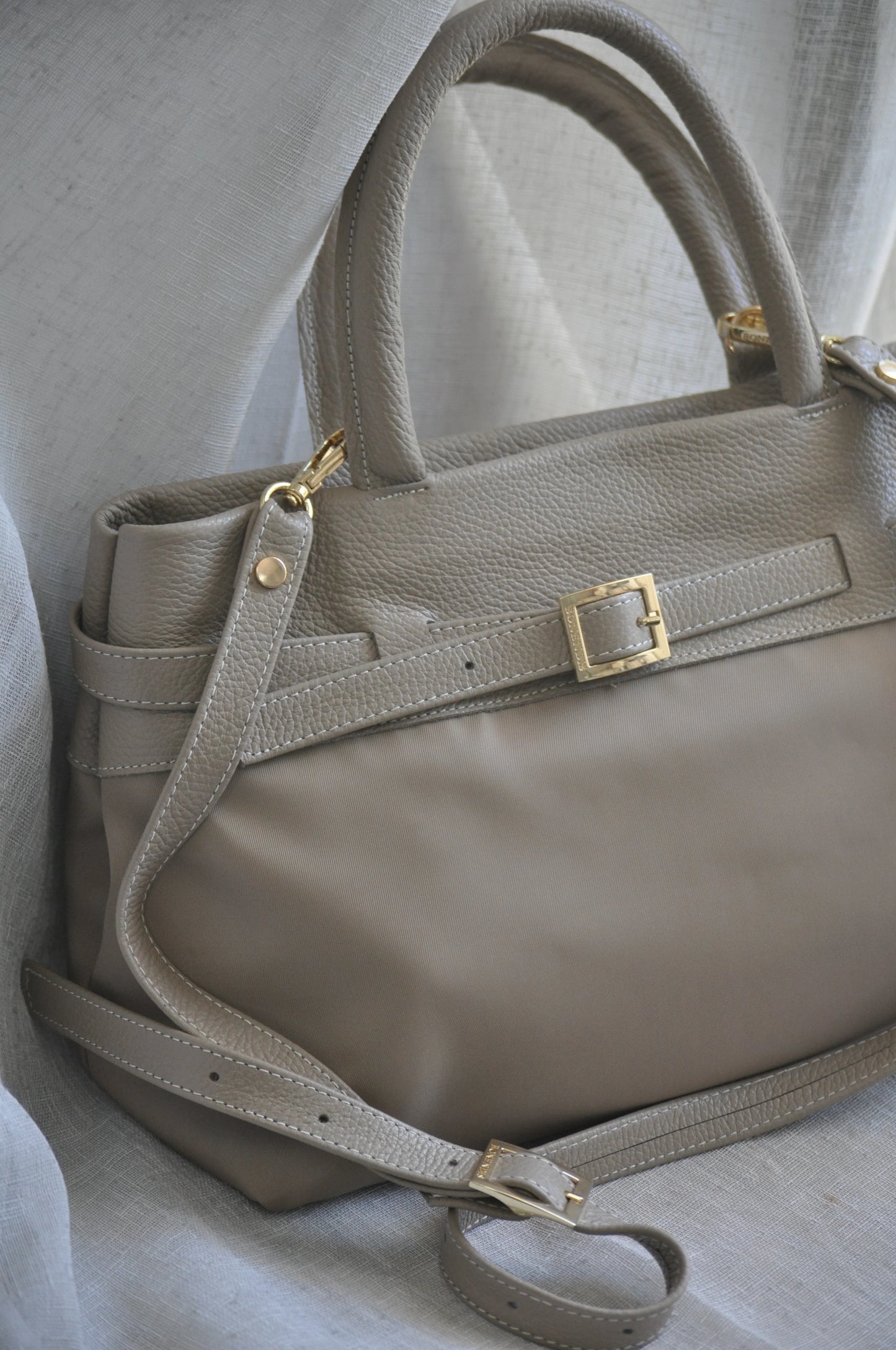 Emily Large Canvas Handbag - Taupe