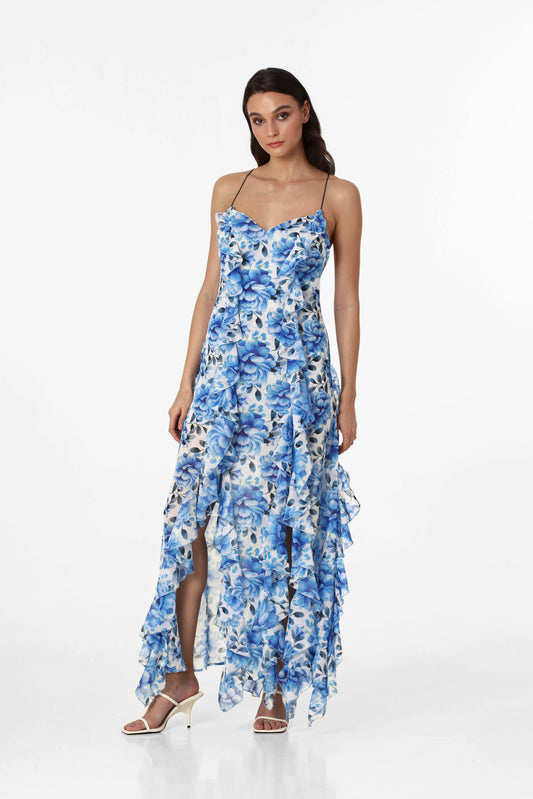 Blue Roses Maxi Dress