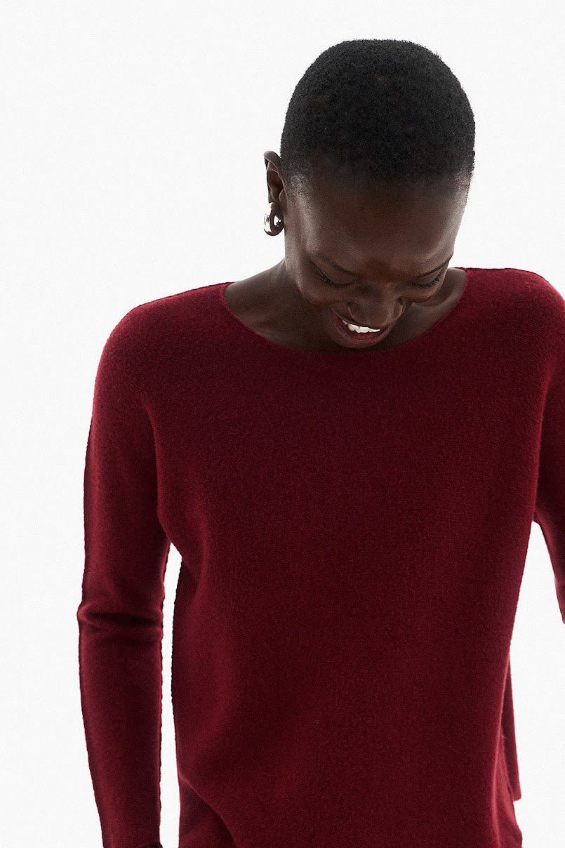 Soft Knitwear O-Neck | Burgundy