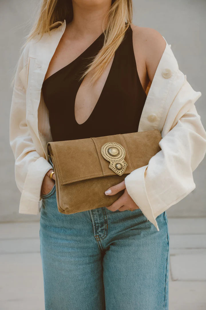 Aurora Suede Shoulder Bag - Mocca