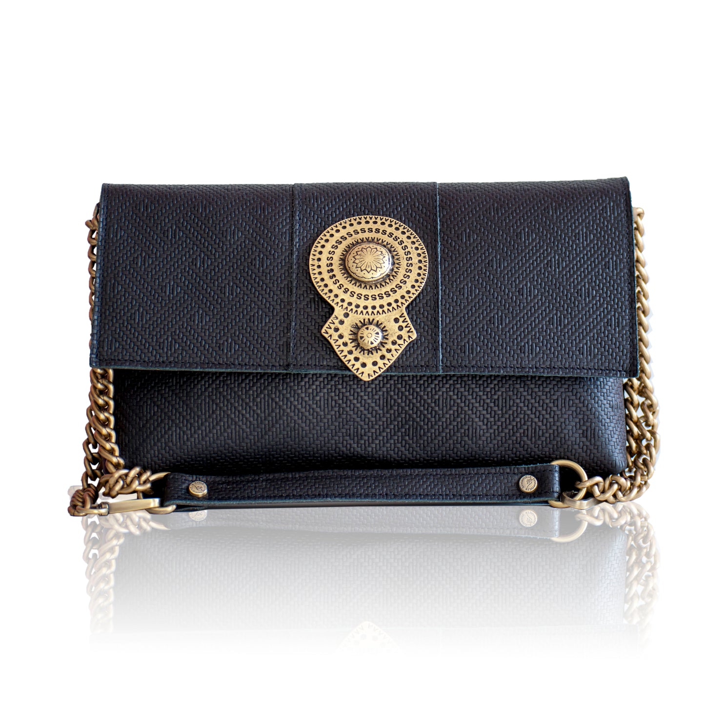 Aurora Leather Shoulder Bag - Black (Bronze)