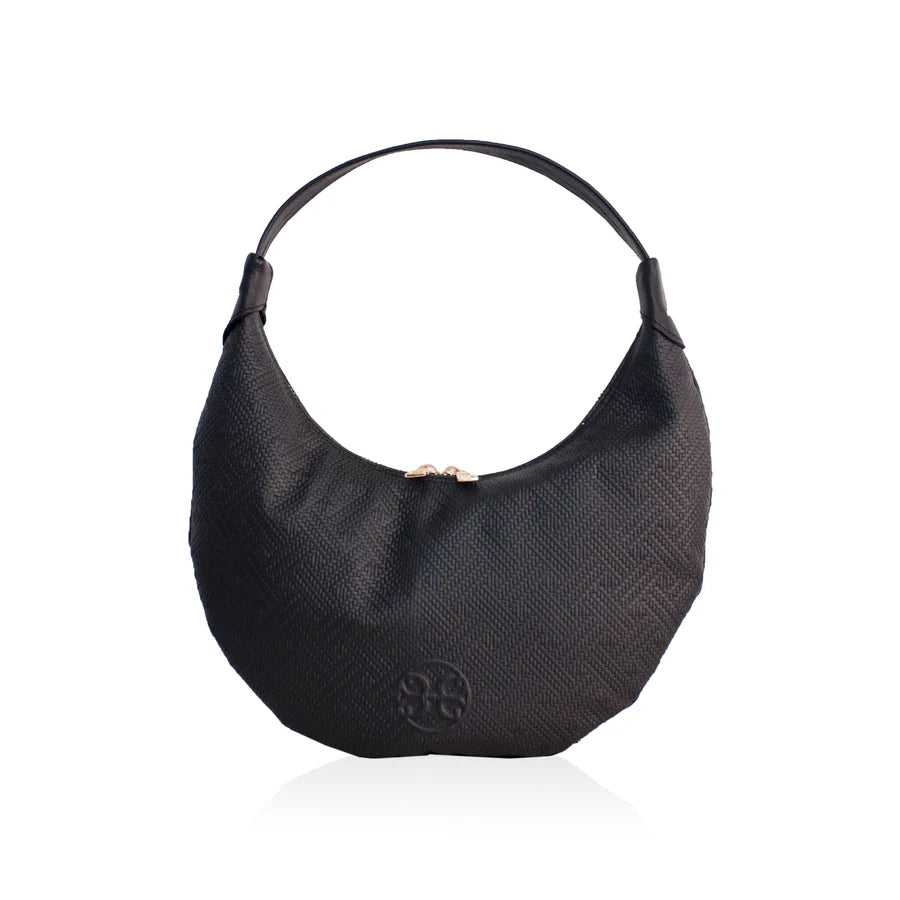 Ophelia Small Leather Shoulder Bag - Black Stamped