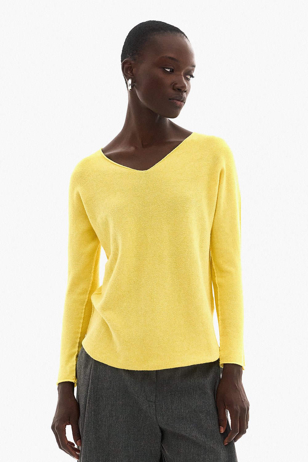 Soft Knitwear V-Neck | Yellow