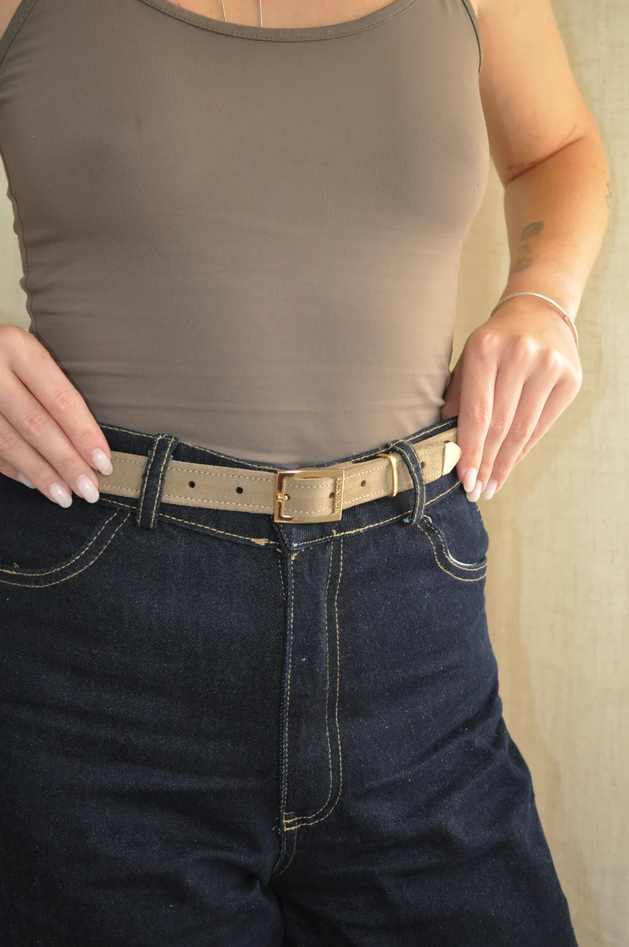 Bonendis Leather Belt - Mocca Suede