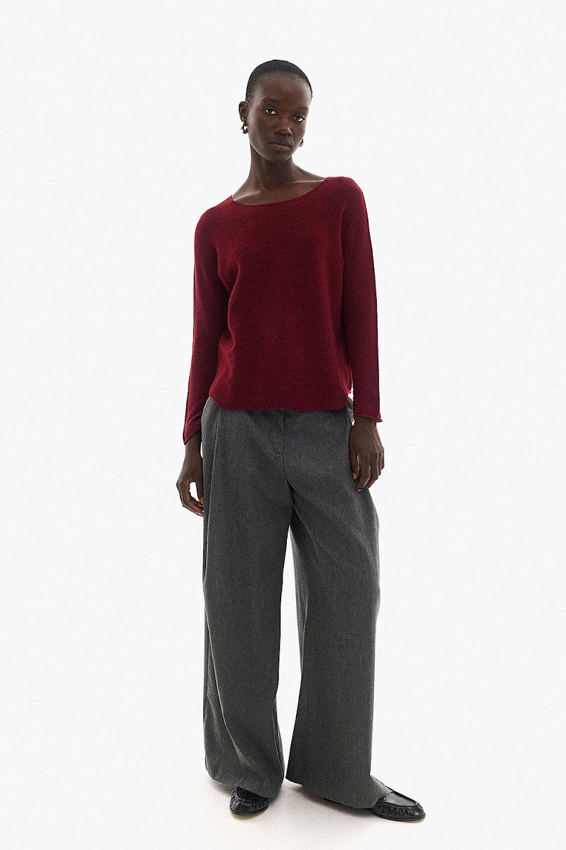 Soft Knitwear O-Neck | Burgundy