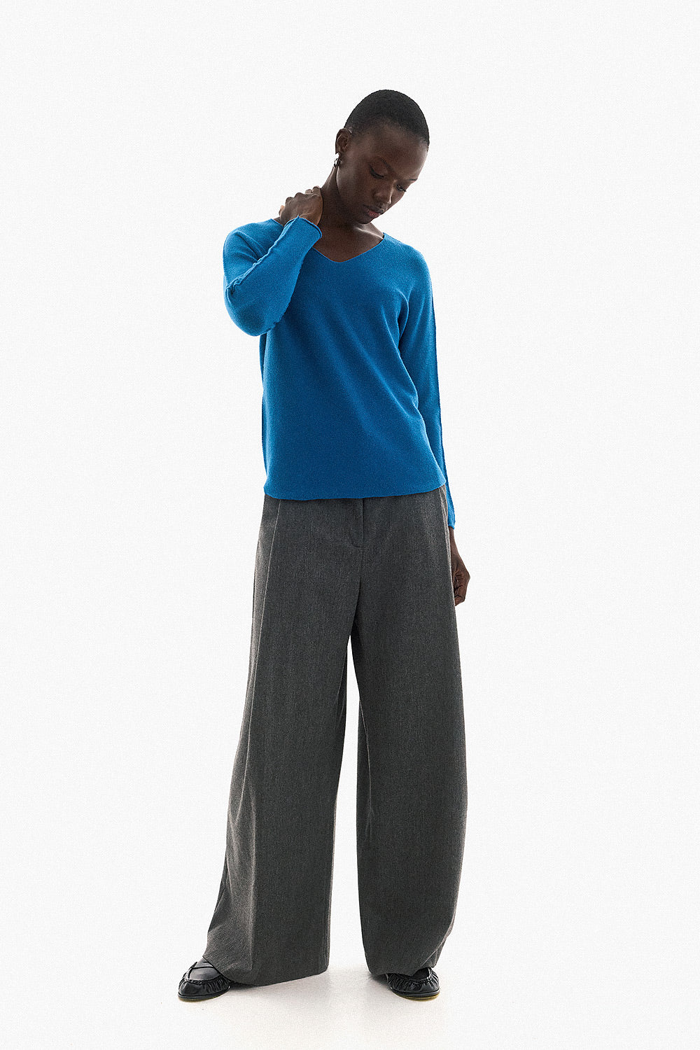 Soft Knitwear V-Neck | Petrol