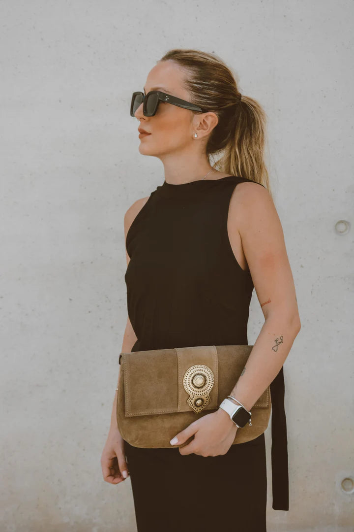 Aurora Suede Shoulder Bag - Mocca