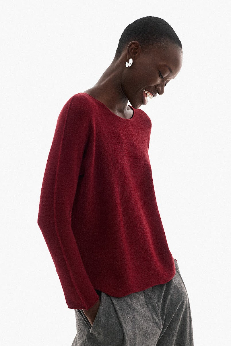 Soft Knitwear O-Neck | Burgundy