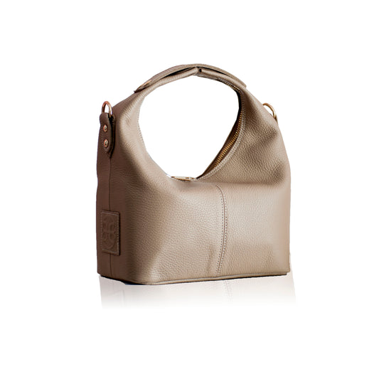 Mitsi Leather Handbag - Taupe