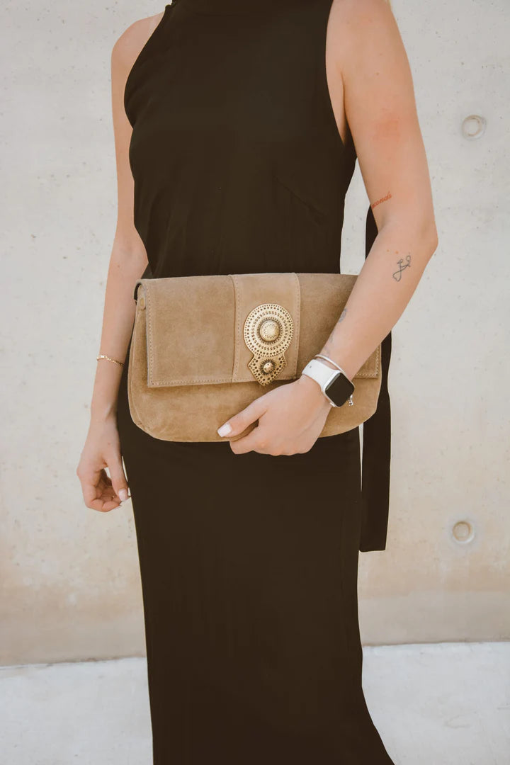 Aurora Suede Shoulder Bag - Mocca