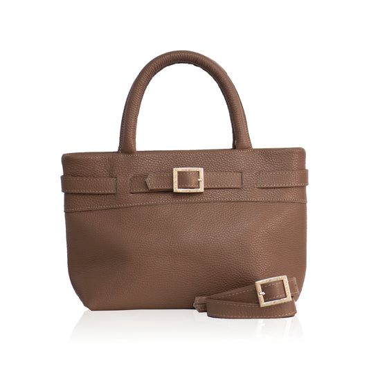 Emily Medium Leather Handbag - Biscotti