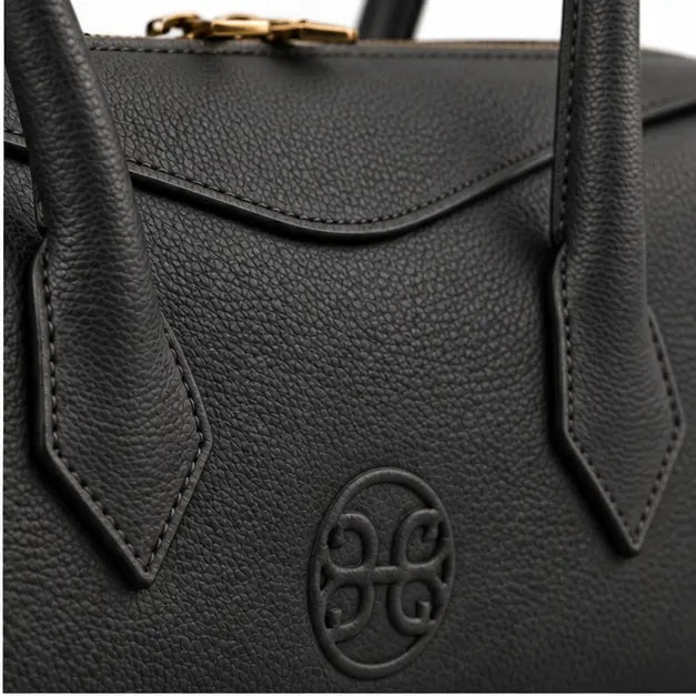 Lydia Leather Bag - Black (gold details)