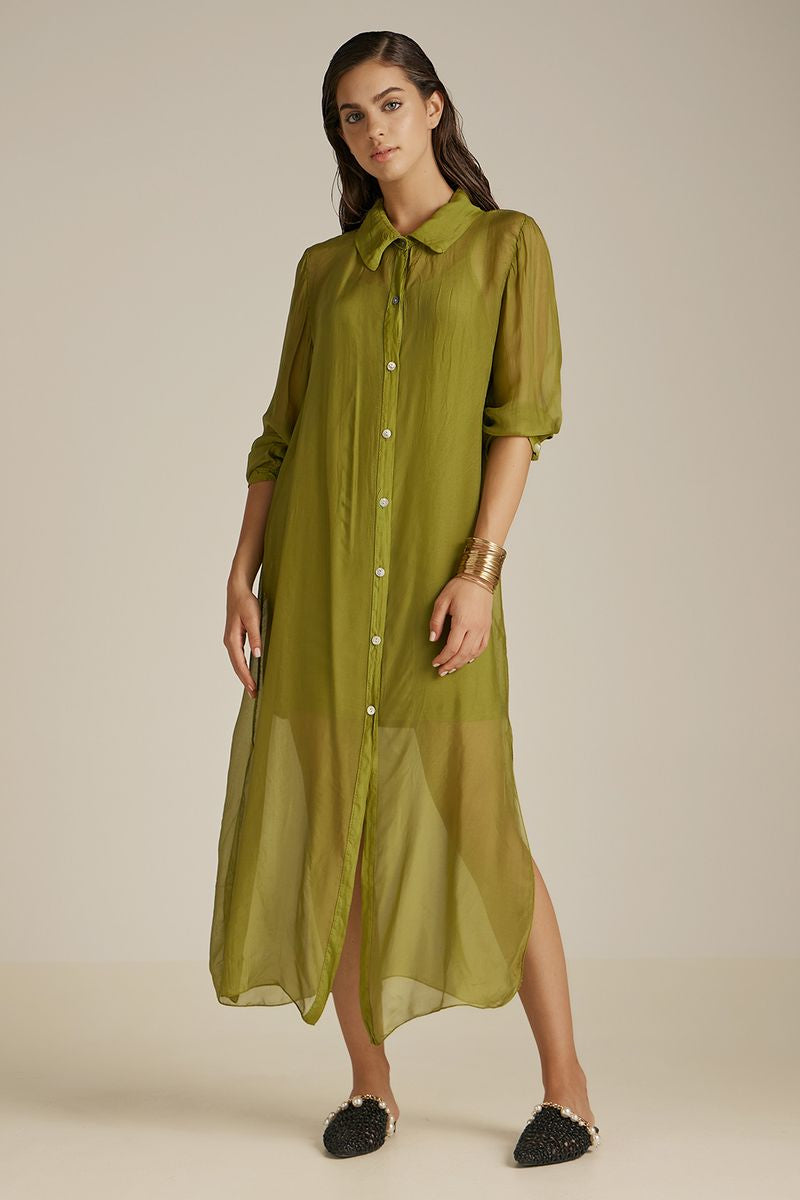 Aphrodite Long Shirt | Olive Green