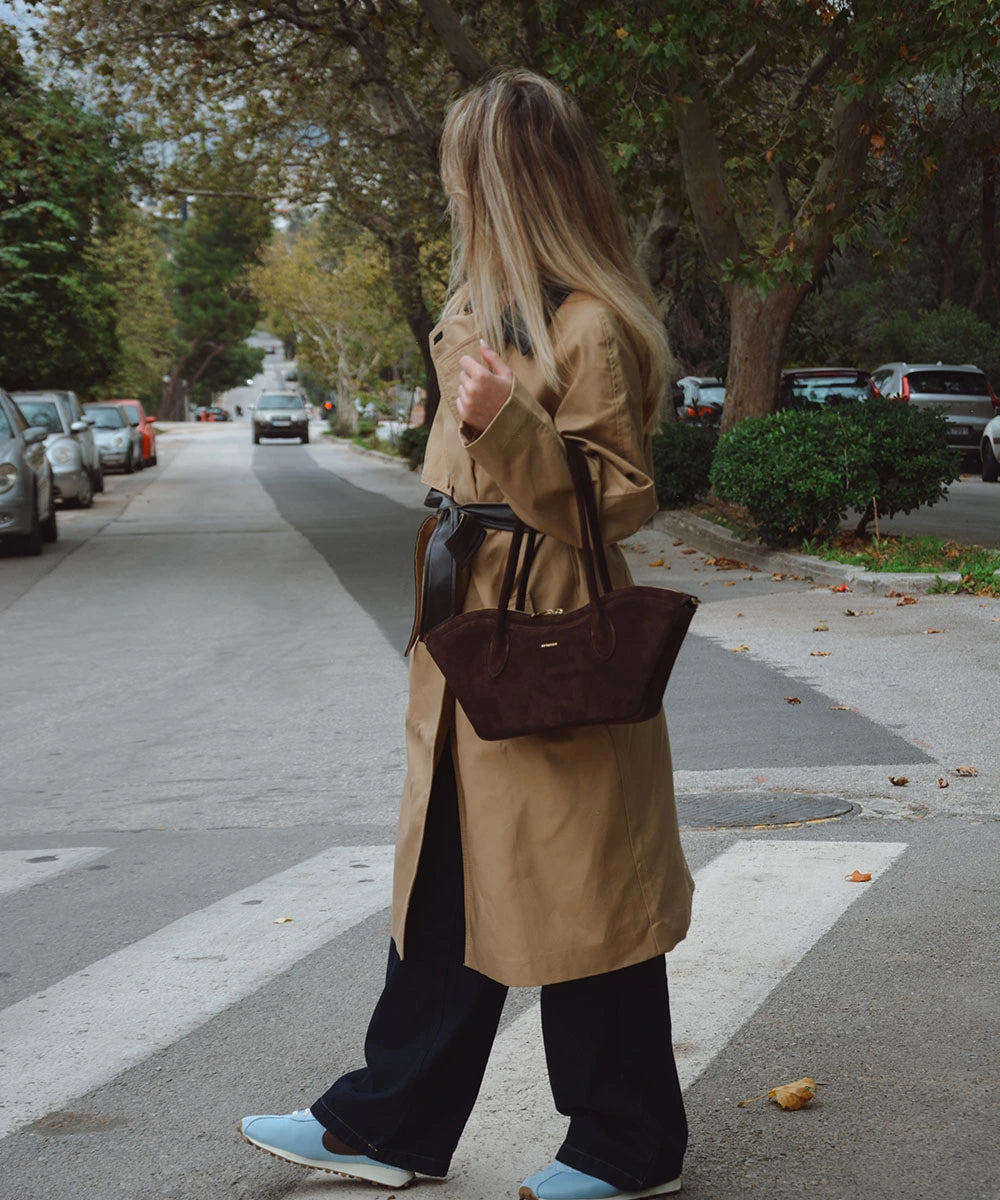 Bisou Small Leather Bag - Choco Suede