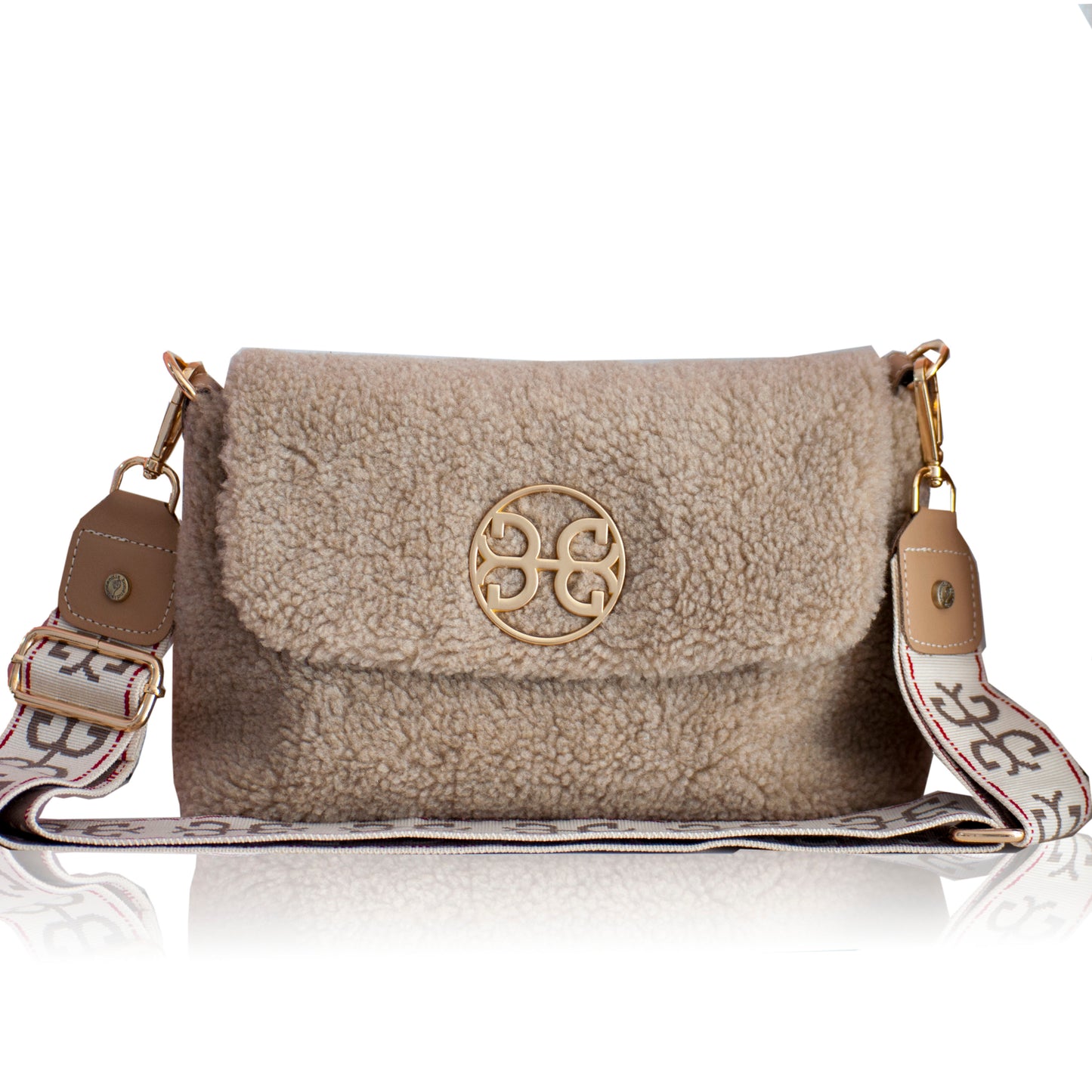 Cloud Teddy Shoulder Bag - Taupe