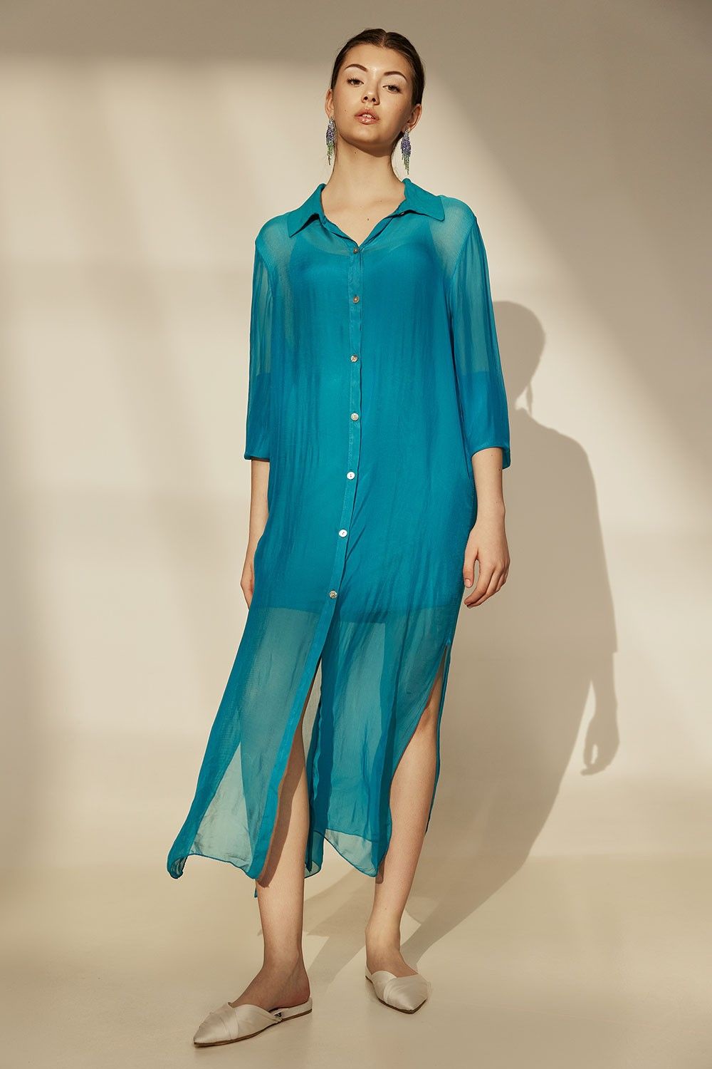 Aphrodite Long Shirt | Ocean Blue