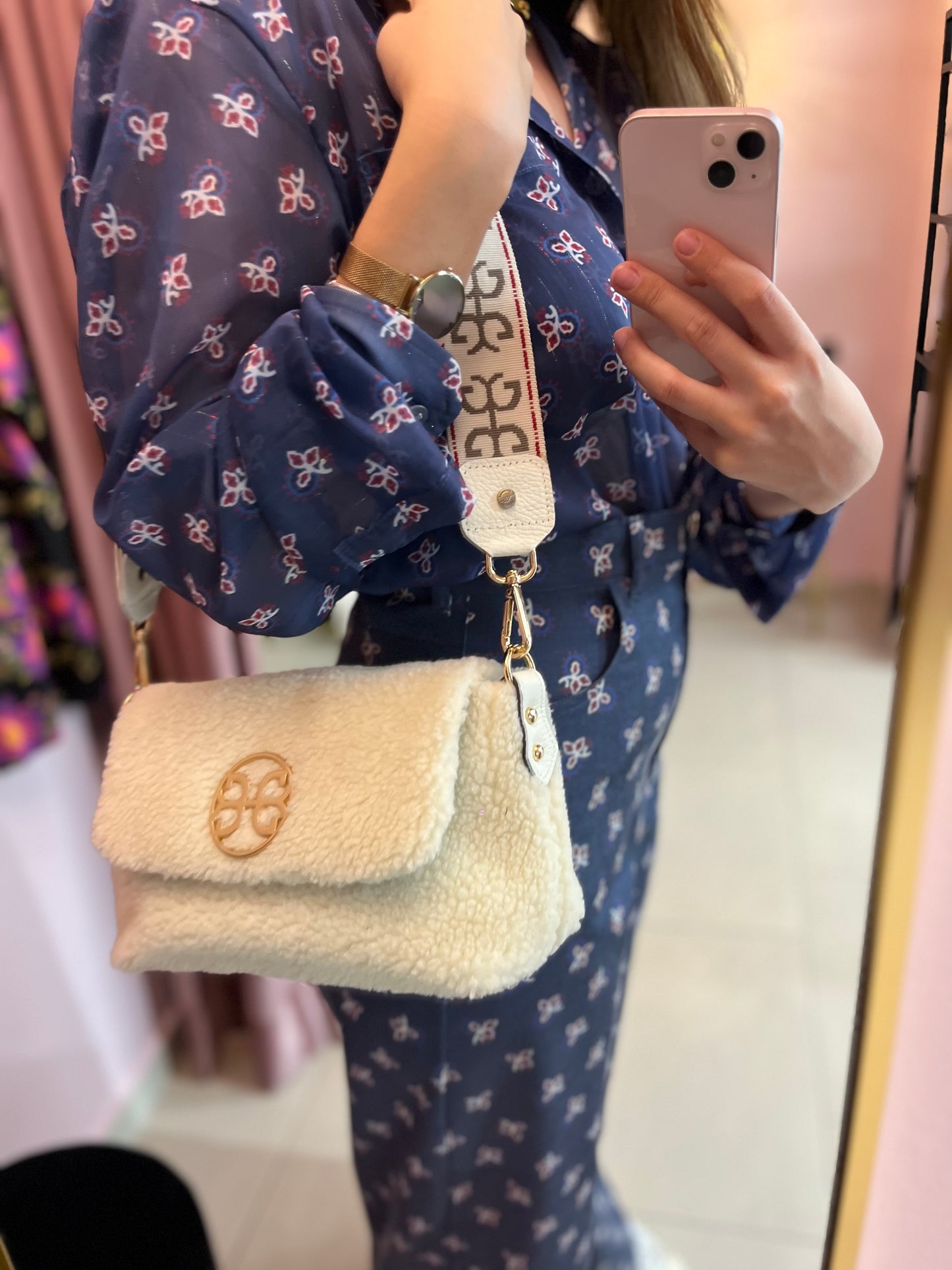 Cloud Teddy Shoulder Bag - Cream