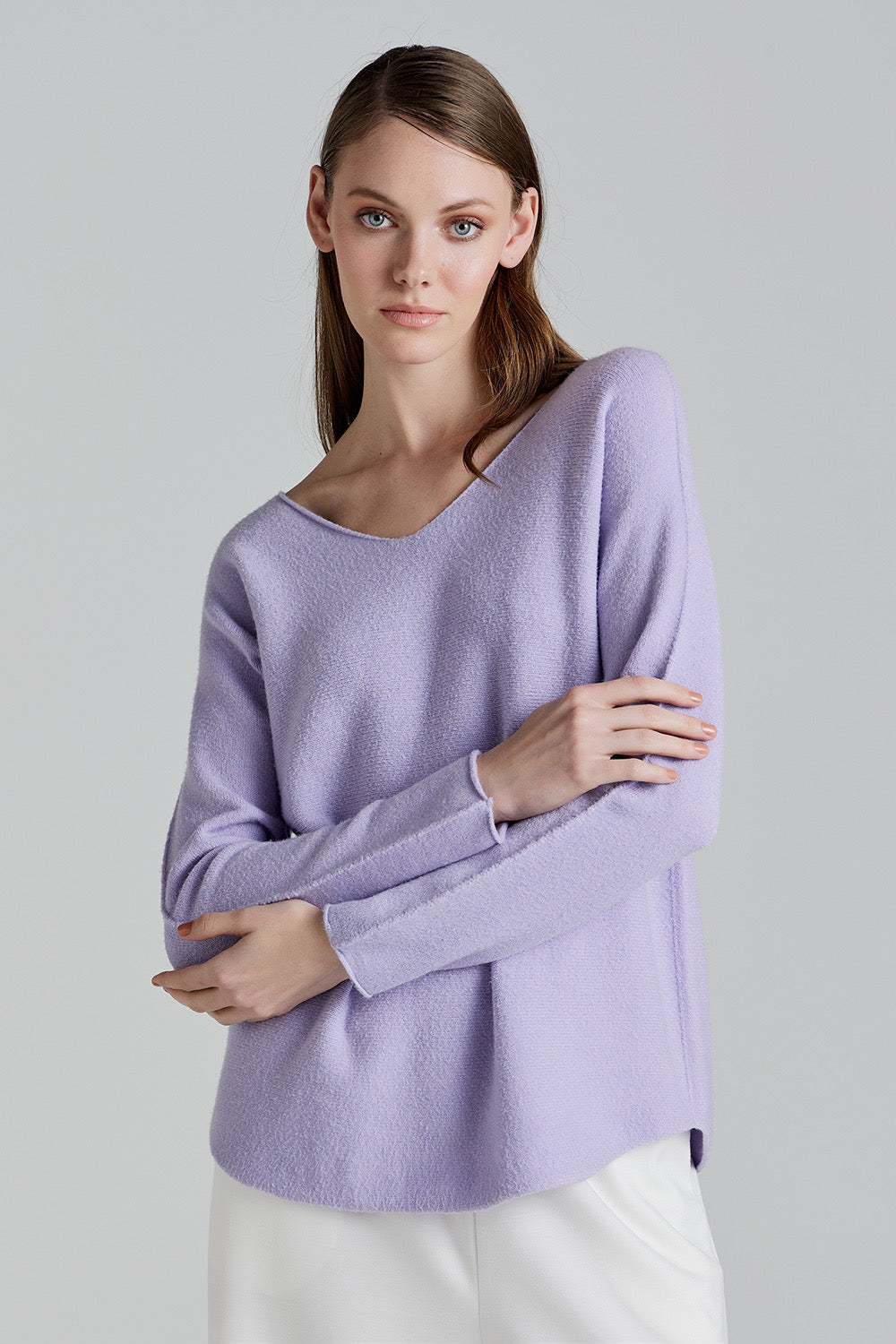 Soft Knitwear V-Neck | Lilac