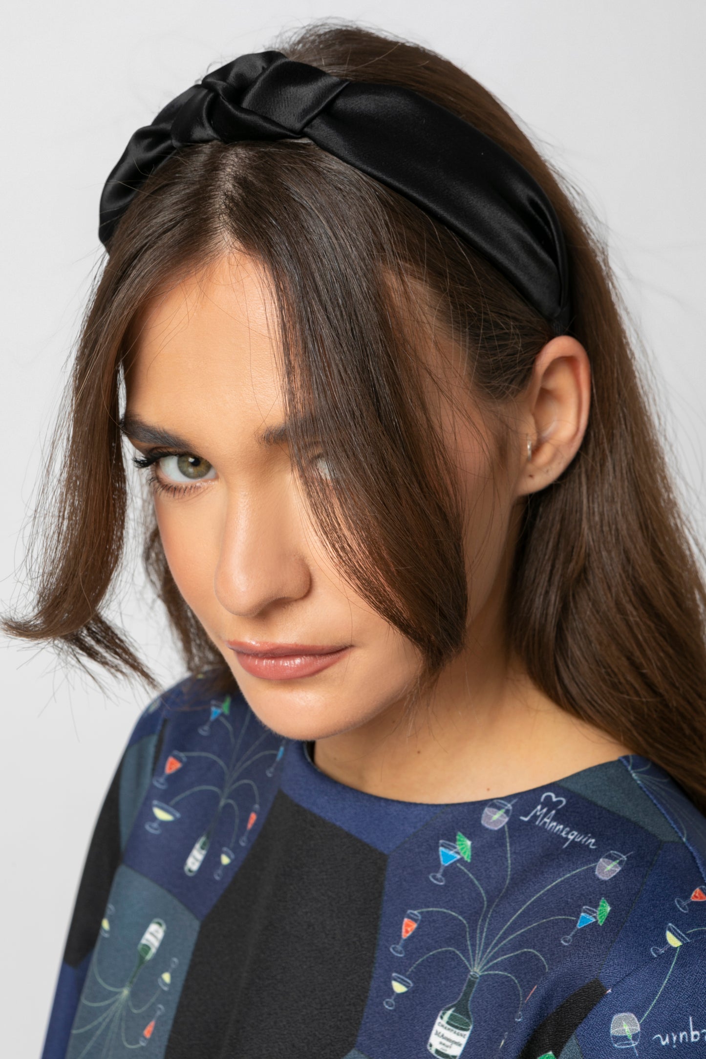 Satin Black Knot Headband