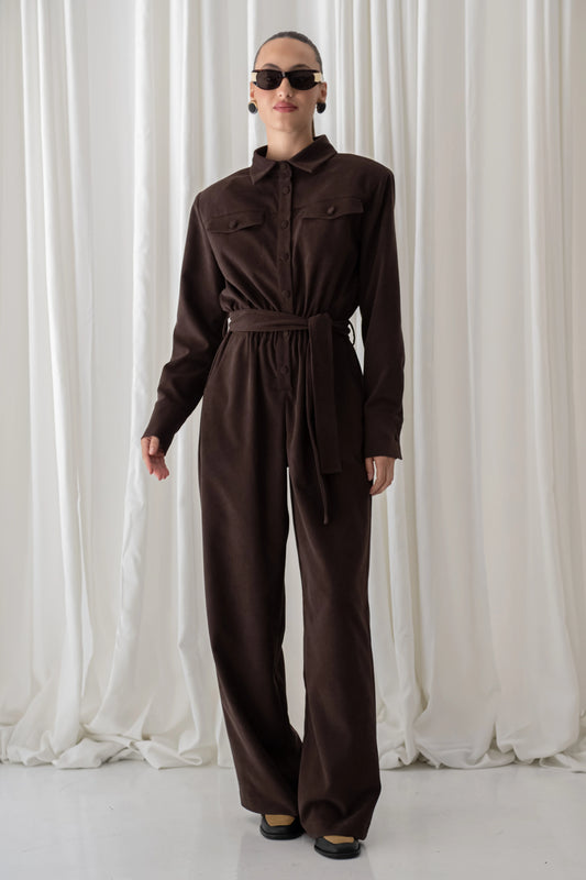 Cacao Suede Jumpsuit