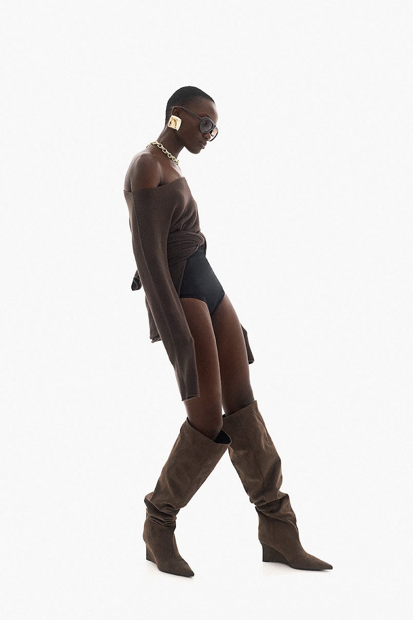 Soft Knitwear O-Neck | Brown