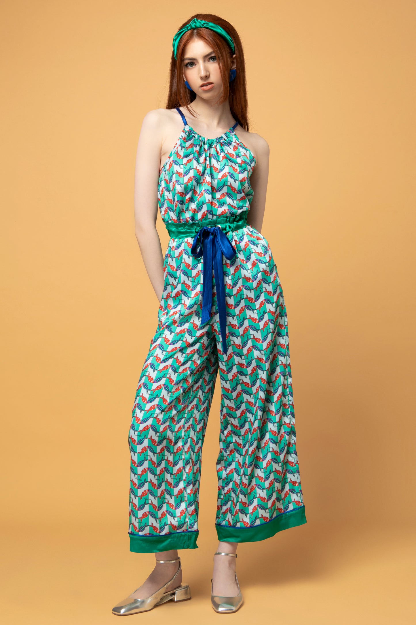 Emily Pants - Fishevron Green