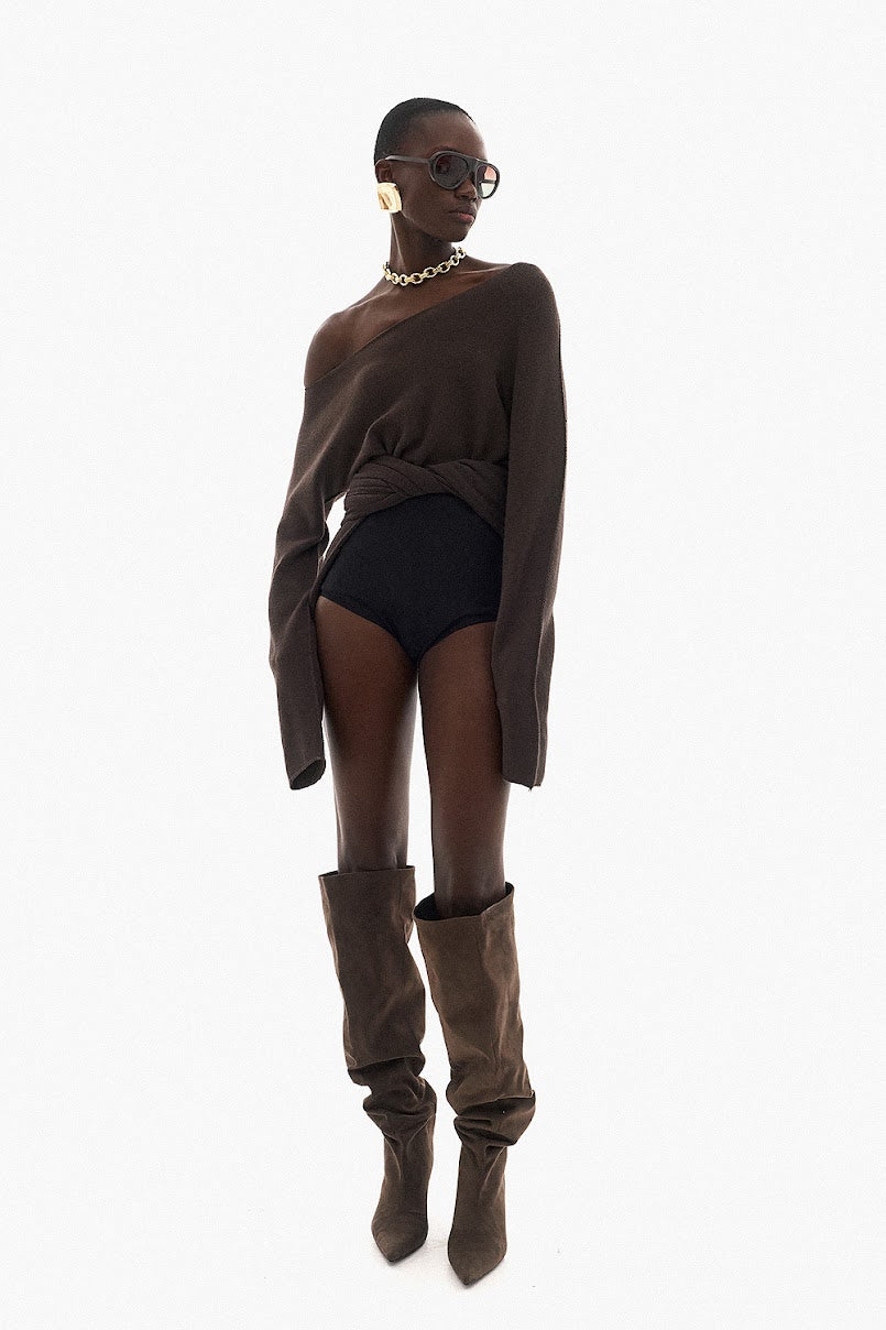 Soft Knitwear O-Neck | Brown