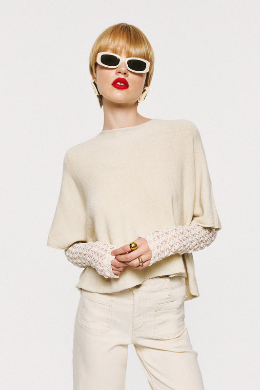 Soft Knitwear 3/4 Sleeve | Creme
