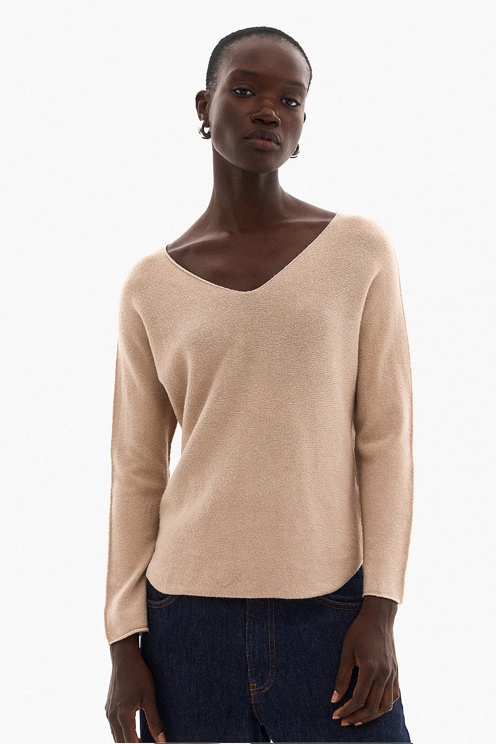 Soft Knitwear V-Neck | Beige