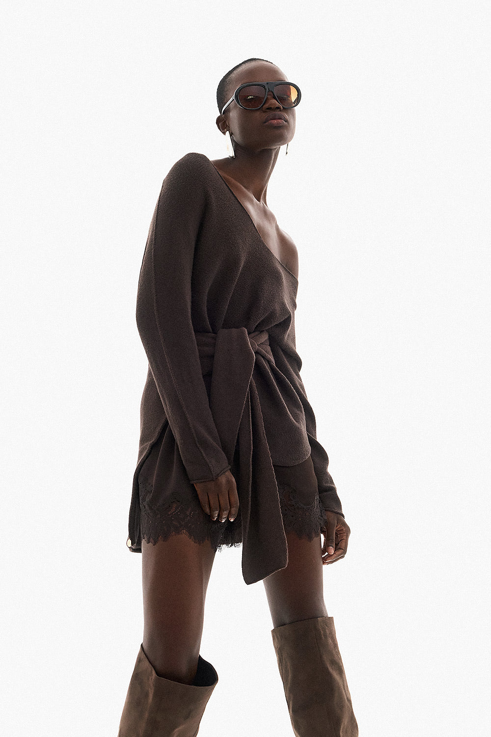 Soft Knitwear V-Neck | Brown