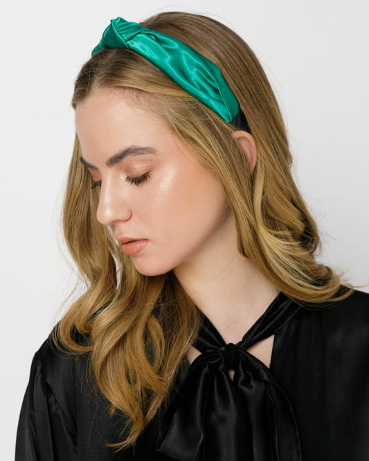 Satin Emerald Green Knot Headband